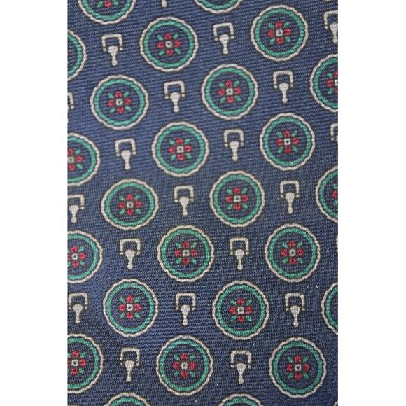 Lanvin Men's Classic Silk Printed Neck Tie Navy Blue One Size - Picture 6 of 6